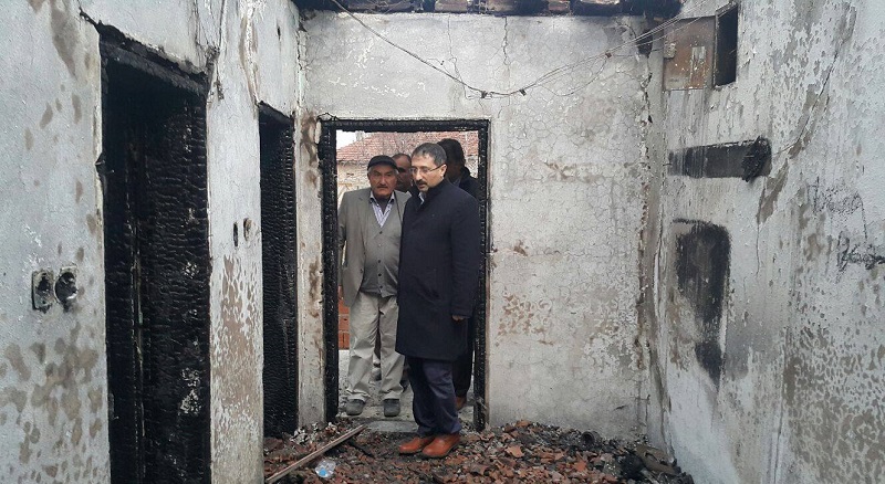 EVİ YANAN AİLEYE BEKİROĞLU’NDAN DESTEK