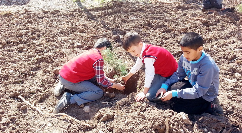 ÇAMLICA’DA MİNİKLER FİDAN DİKTİ