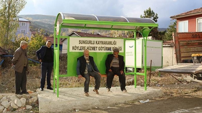 KÖYLERE OTOBÜS DURAKLARI KONULUYOR