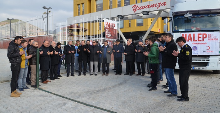 KYK OSMANCIK YURT MÜDÜRLÜĞÜ TARAFINDAN TOPLANAN YARDIM MALZEMELERİ HALEP'E ULAŞTIRILMAK ÜZERE YOLA ÇIKTI. (İSMAİL KABAKDERE/ÇORUM-İHA)