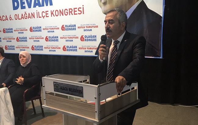 AK PARTİ ALACA İLÇE KONGRESİ YAPILDI. PARTİSİNİN 3 DÖNEM KURALI NEDENİYLE ÜMİT TOKGÖZ’ÜN ADAY OLMADIĞI KONGREDE ALACA İLÇE TEŞKİLATI’NIN YENİ BAŞKANI HALİL İBRAHİM ŞALTU OLDU. (MUHAMMED MUTTALİP YALÇIN/ÇORUM-İHA)