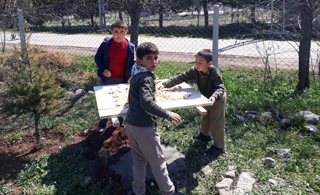 ÖĞRENCİLER KUŞ BESLEME TAHTASI YAPTI