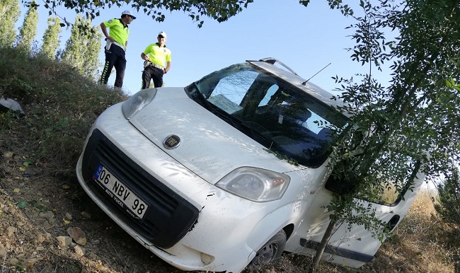 HAFİF TİCARİ ARAÇ YOLDAN ÇIKTI