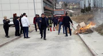 DEVLET HASTANESİNDE YANGIN TATBİKATI