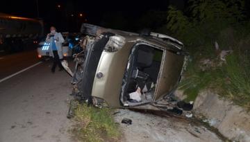 YOLDAN ÇIKAN ARAÇ TAKLA ATTI