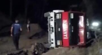 YANGINA GİDEN ARAÇ DEVRİLDİ