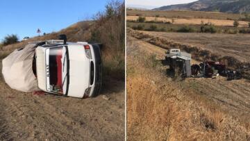 SEBZE YÜKLÜ PİKAP KAZA YAPTI