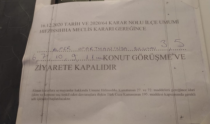 APARTMANA BU NOT ASILDI!