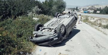 Kontrolden çıkan otomobil takla attı