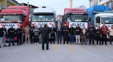 Alaca’dan 4 tır malzeme gönderildi