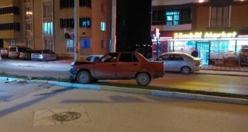 Kontrolden çıkarak elektrik direğine çarptı