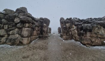 Hattuşa Antik Kenti’nde kar yağışı etkili oldu