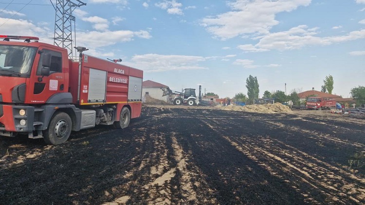 Elektrik direğinden çıkan kıvılcım yaktı!