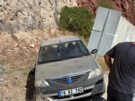 Devrilen otomobildeki 4 kişi yaralandı