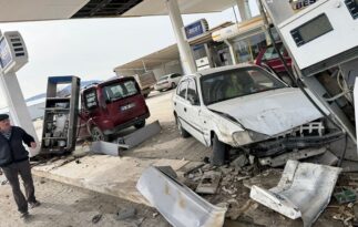 Benzin istasyonunda korkutan kaza!